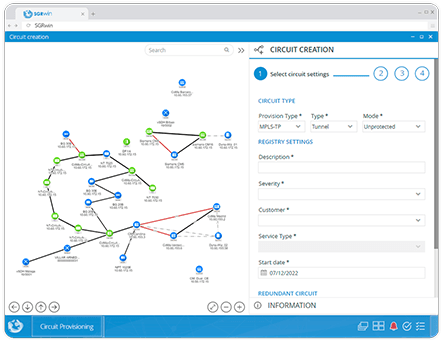 SGRwin OSS service provisioning for end-to-end circuit creation.