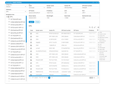 Customizable fields for SFP management